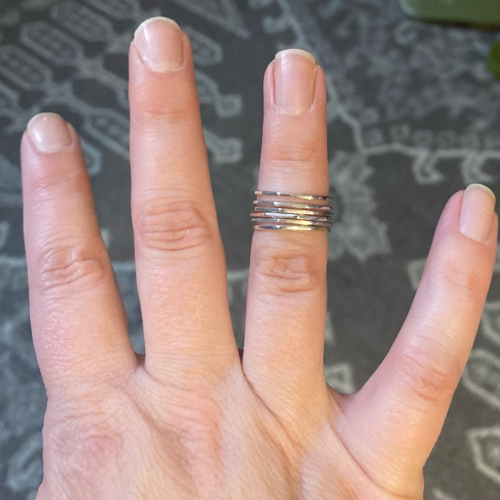 Vintage geometric sterling silver stacking ring set of 6